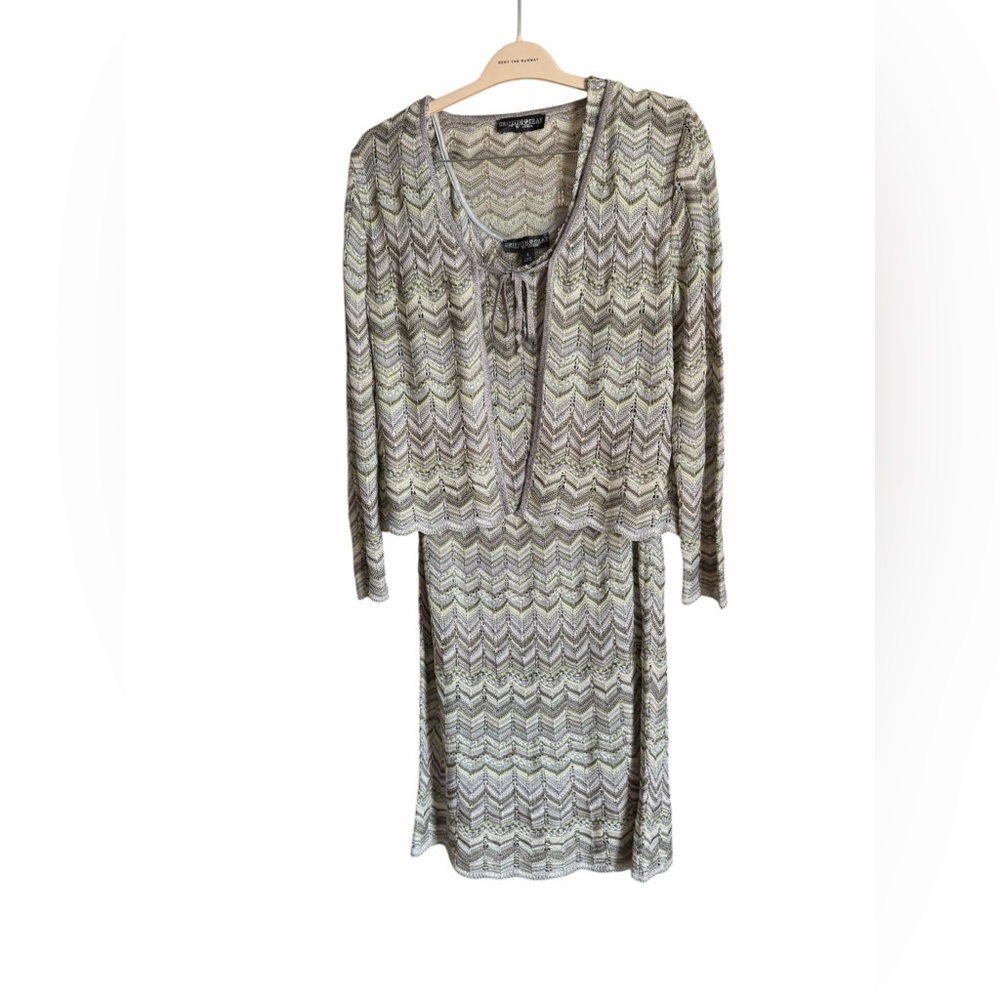 St. John Knit Chevron Dress & Sweater Set Vintage Women’s Large Cottagecore